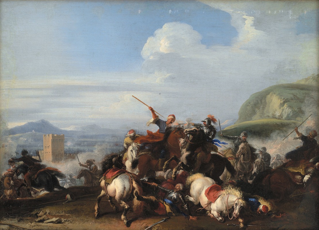 Jacques Courtois - Battle Scene With Turkish Cavalry