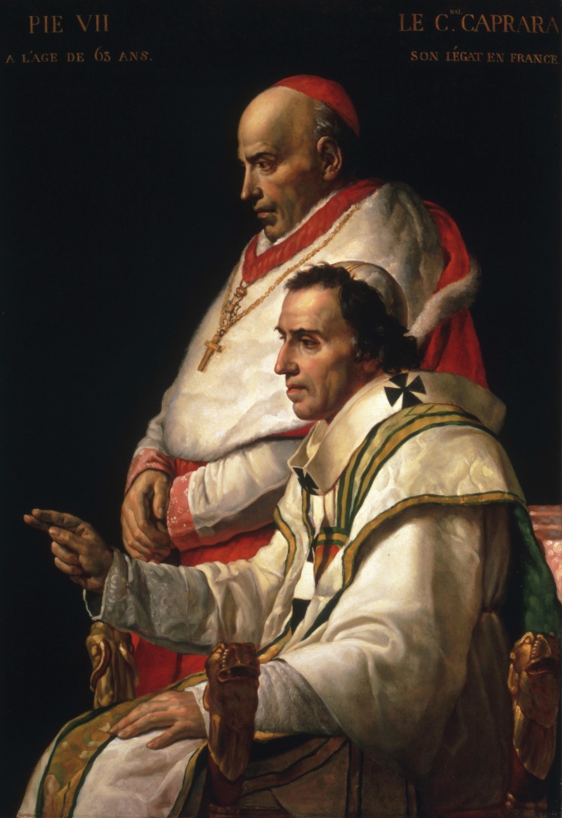 Jacques Louis David - Portrait Of Pope Pius VII And Cardinal Caprara