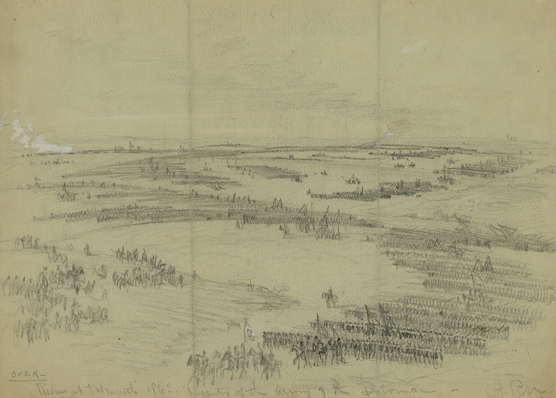 Alfred Rudolph Waud - Review at Falmouth 1863. Infantry of the Army of the Potomac