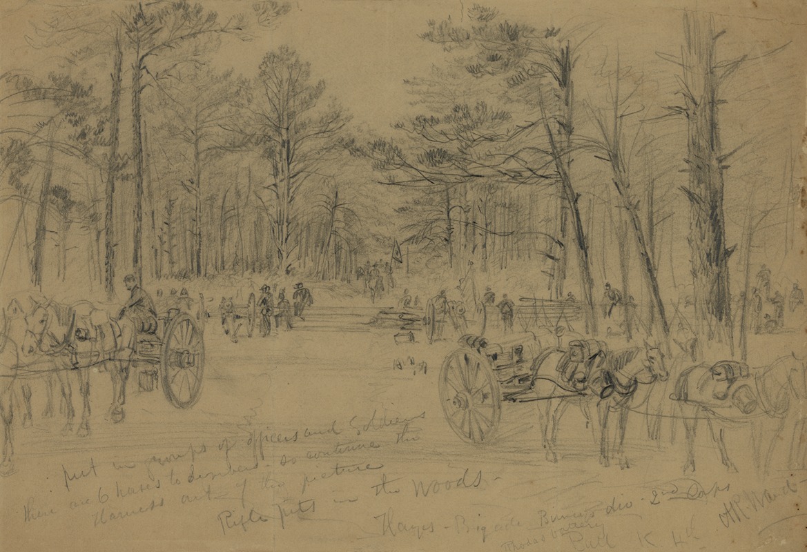 Alfred Rudolph Waud - Rifle pits in the woods.