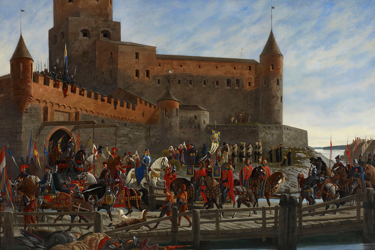Severin Falkman - Karl Knutson Bonde Leaving Vyborg Castle For The Royal Election In Stockholm 1448