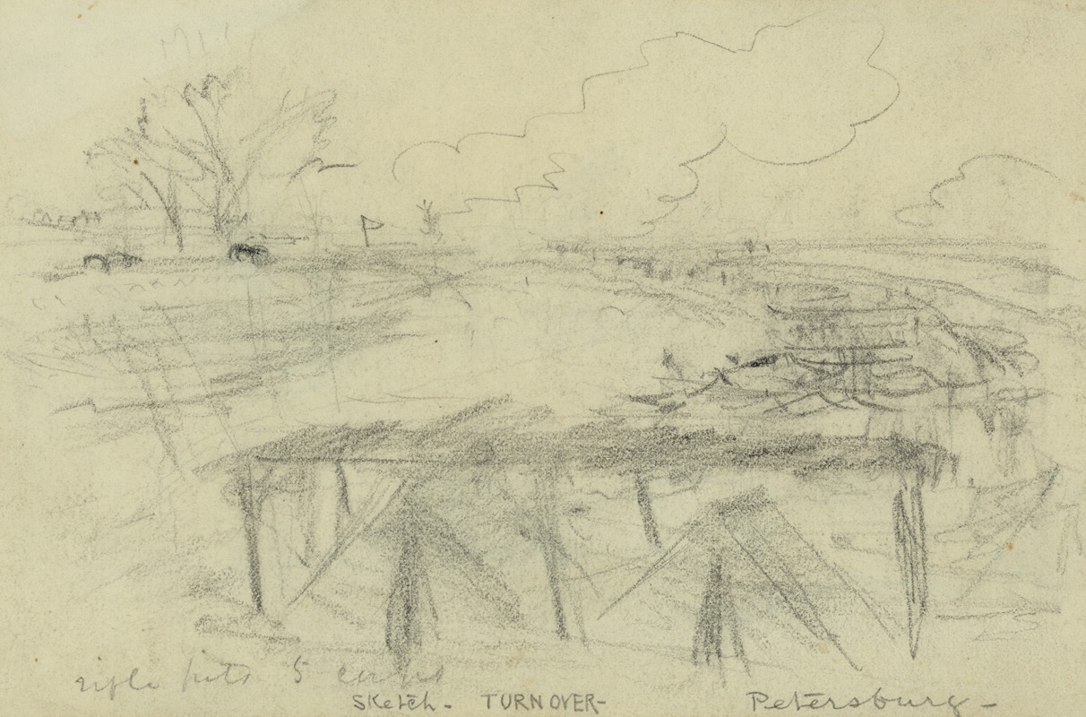 Alfred Rudolph Waud - Rifle pits, 5 corps, Petersburg