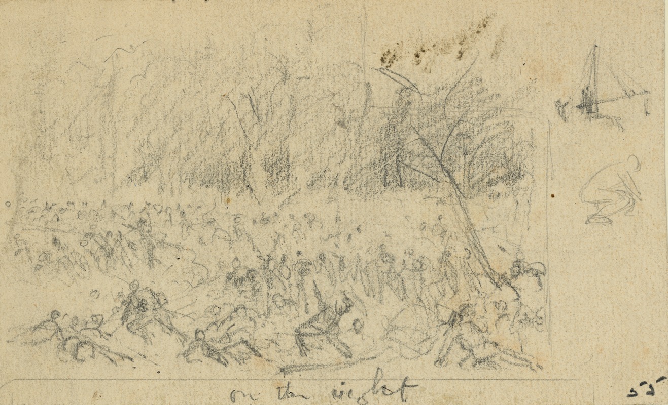 Alfred Rudolph Waud - Rough sketch of a battle scene