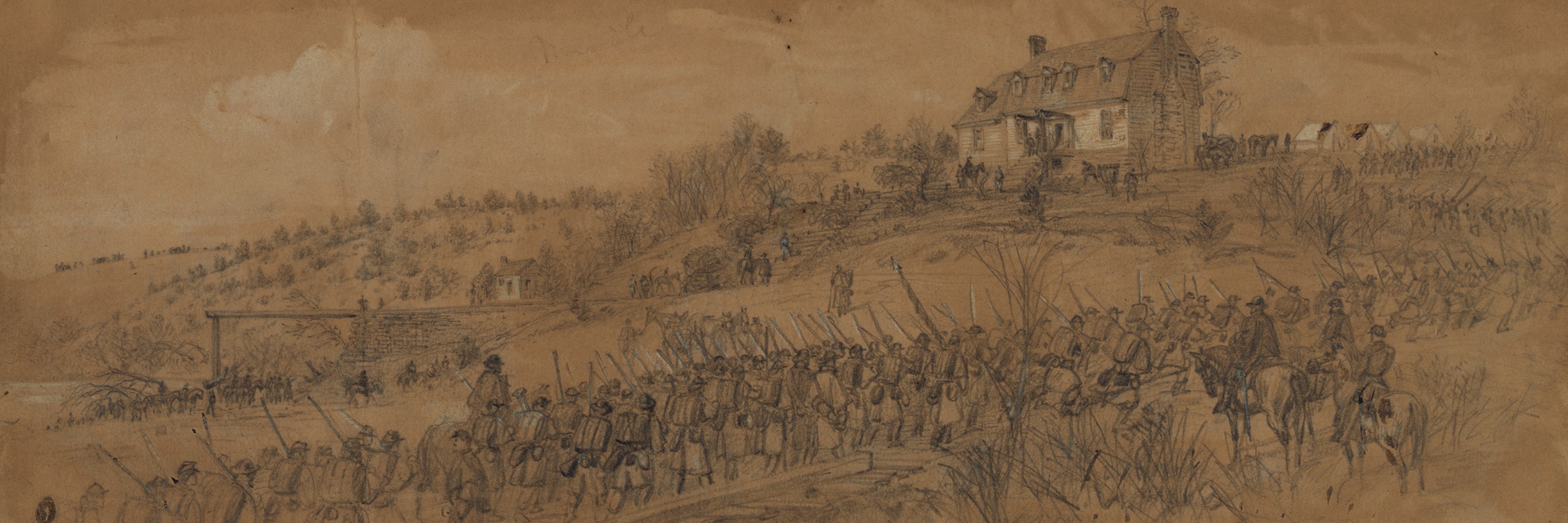 Alfred Rudolph Waud - Scene at Germanna Ford–6th Corps returning from Mine Run