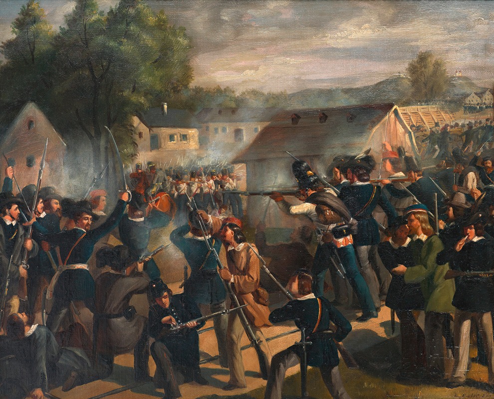 Bonaventura Emler - Der Kampf an der Taborbrücke in der Leopoldstadt am 6. Oktober 1848