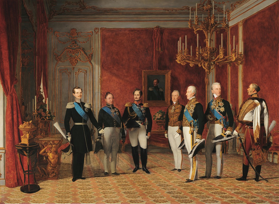 Ferdinand Georg Waldmüller - Reception of Grand Duke Alexander Nikolayevich by Prince Metternich in the Vienna Hofburg in 1839