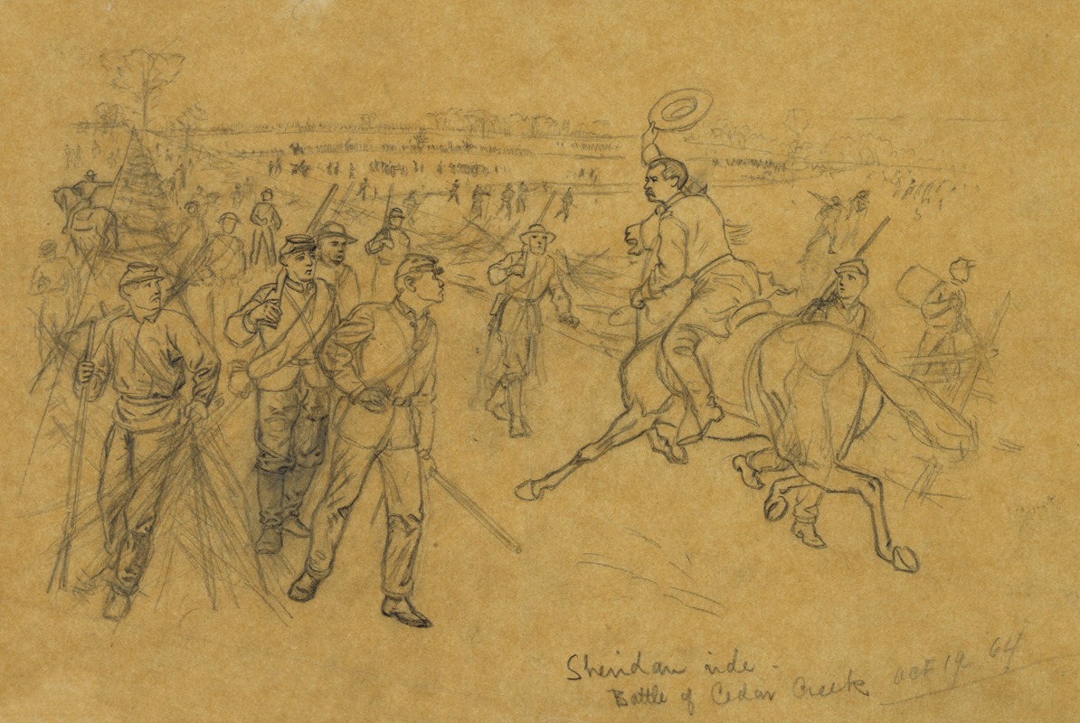 Alfred Rudolph Waud - Sheridan’s Ride. Battle of Cedar Creek