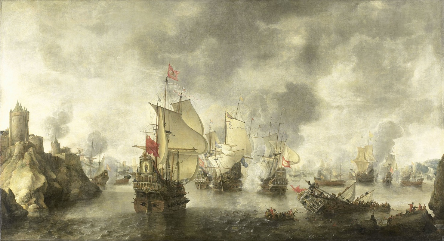 Abraham Beerstraaten - Battle of the Combined Venetian and Dutch Fleets against the Turks in the Bay of Foya, 1649