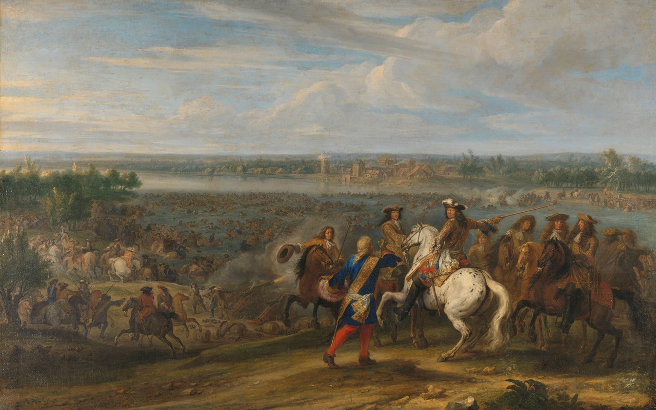 Adam Frans van der Meulen - Louis XIV Crossing into the Netherlands at Lobith