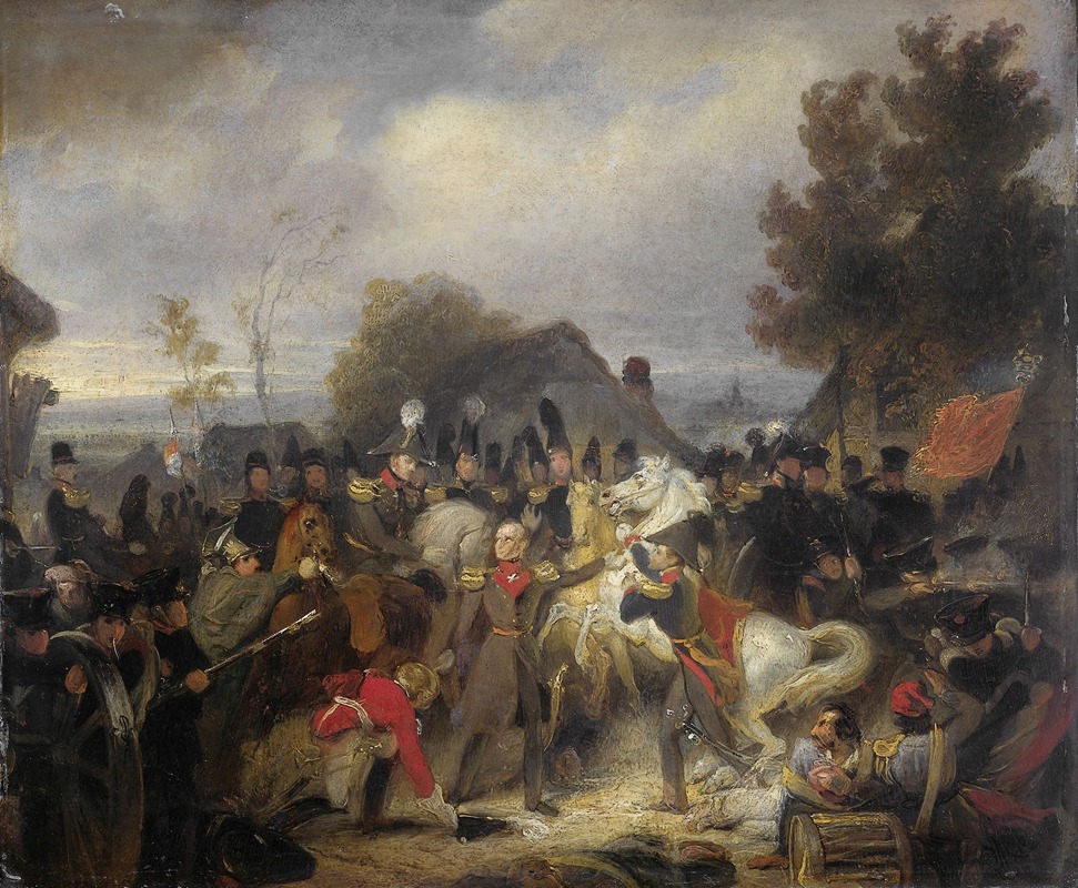 Cornelis Kruseman - The Prince of Orange changing his Wounded Horse during the Engagement at Boutersem