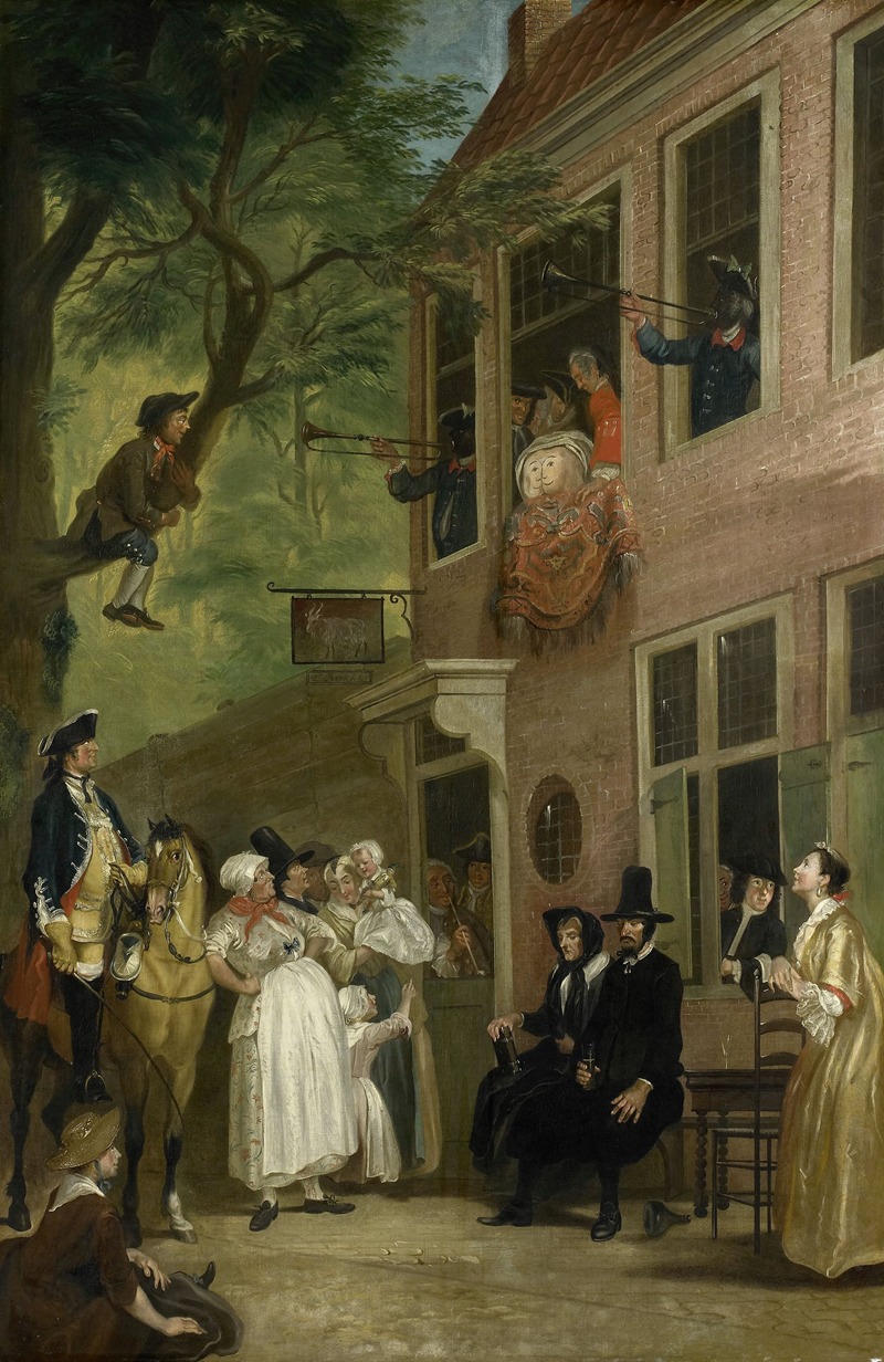 Cornelis Troost - Misled; The Ambassador of the Rascals Exposes himself from the Window of ‘t Bokki Tavern in the Haarlemmerhout