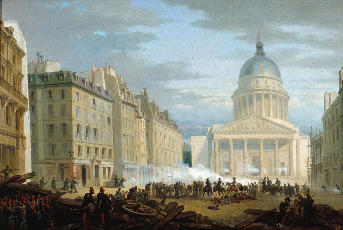 Edward Gabé - Prise du Panthéon, vue de la rue Soufflot, le 24 juin 1848, actuel 5ème arrondissement