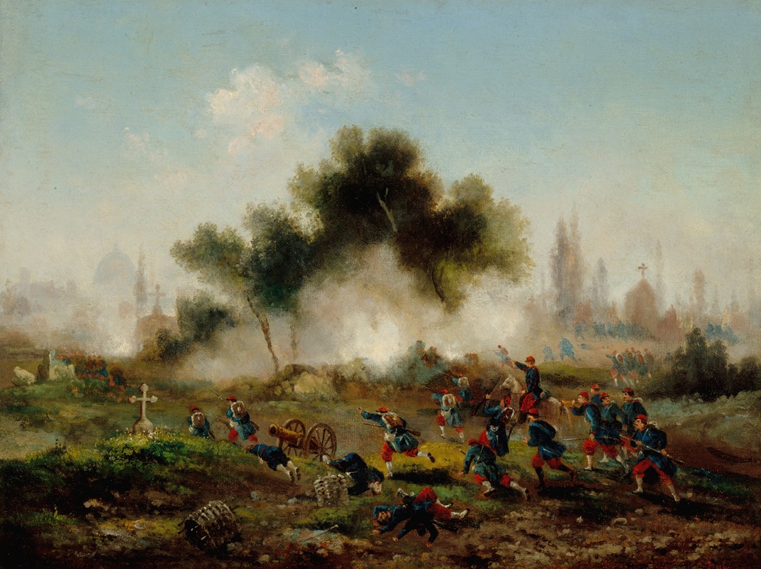 Gustave Boulanger - Assaut d’un cimetière par les troupes régulières, mai 1871