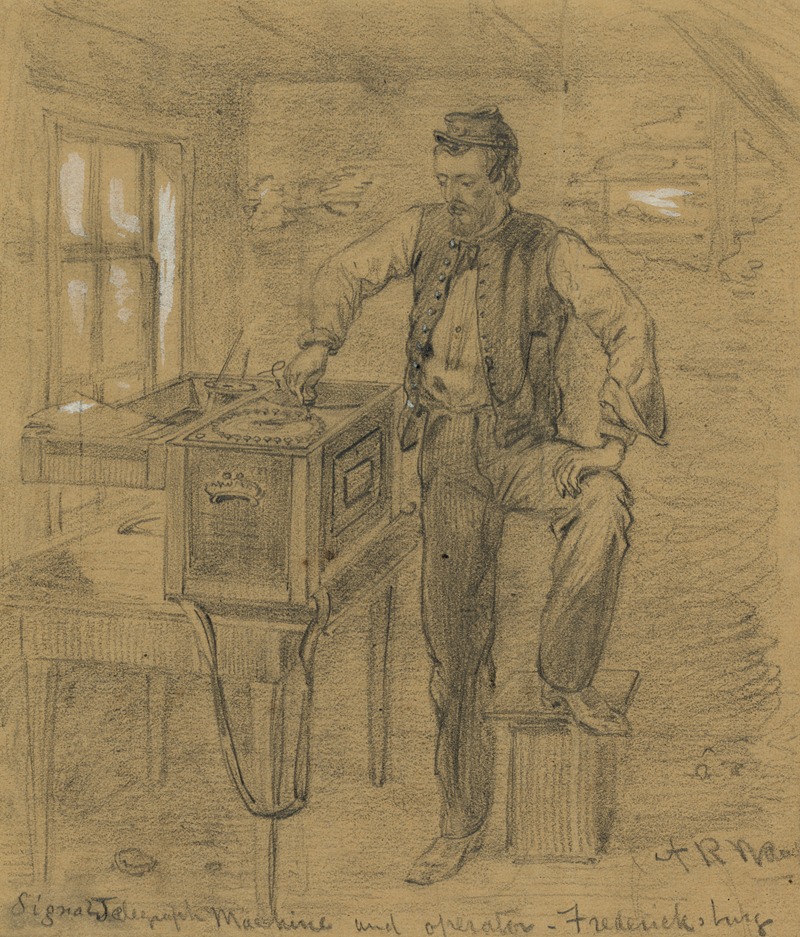 Alfred Rudolph Waud - Signal Telegraph Machine and operator – Fredericksburg