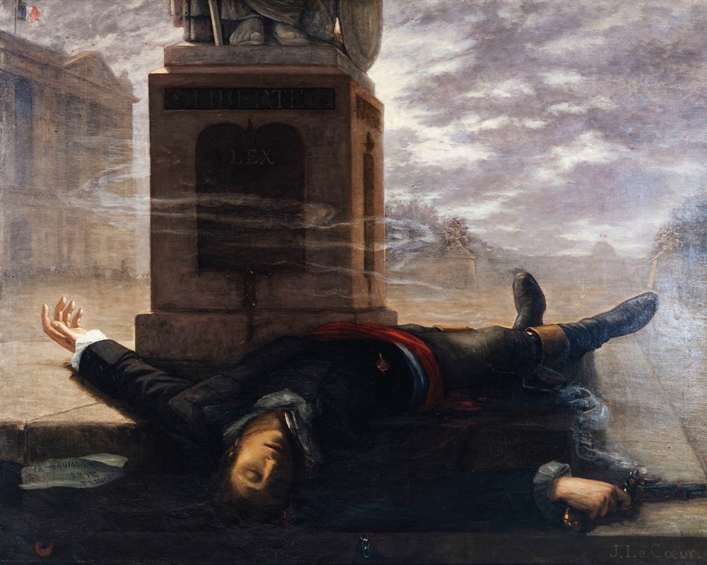 J. Le Cœur - La mort de Victor Bach, le 18 brumaire, au pied de la statue de la Liberté, place de la Concorde