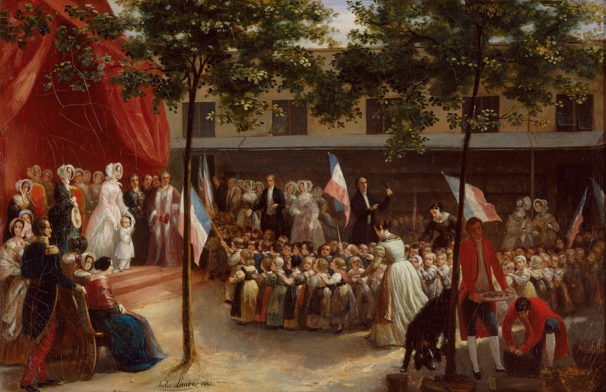 Jules Laure - La duchesse d’Orléans et le comte de Paris visitent une salle d’asile parisienne