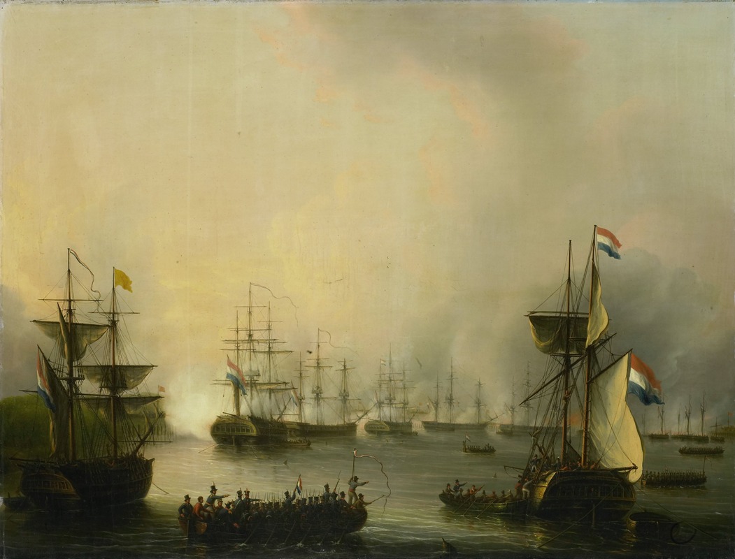 Martinus Schouman - The Bombardment of Palembang, Sumatra, 24 June 1821