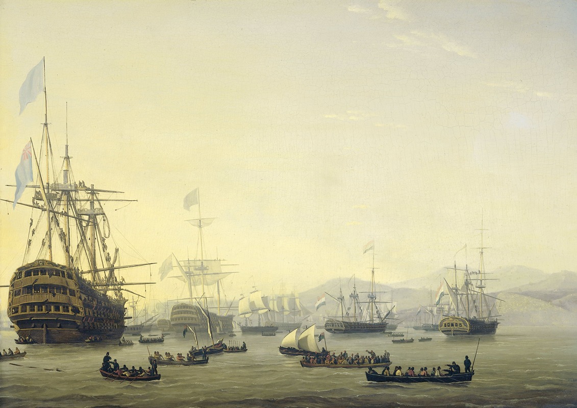 Nicolaas Baur - Council of War on board the ‘Queen Charlotte’, commanded by Lord Exmouth, prior to the Bombardment of Algiers, 26 August 1816