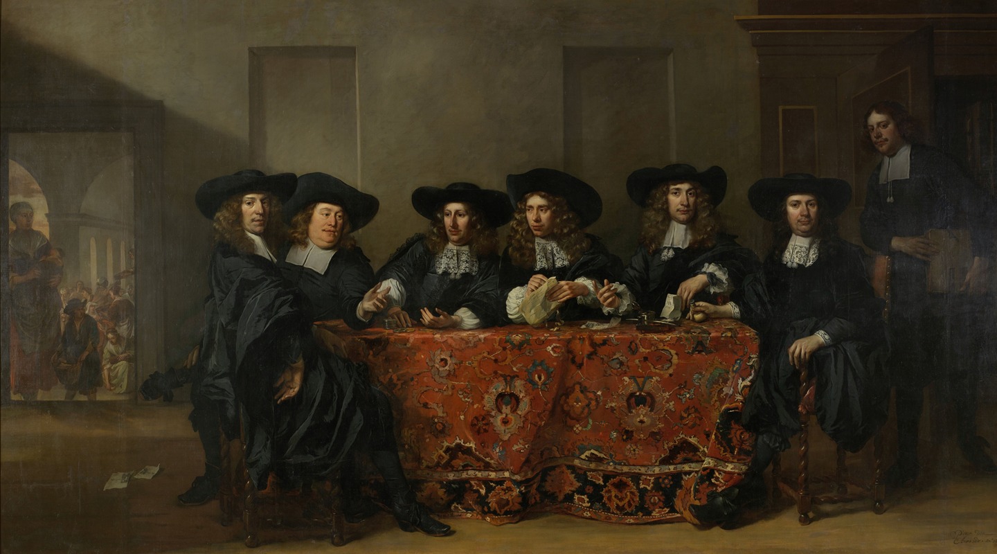 Pieter van Anraedt - Six Regents and the Housemaster of the Oude Zijds Institute for the Outdoor Relief of the Poor, Amsterdam, 1675