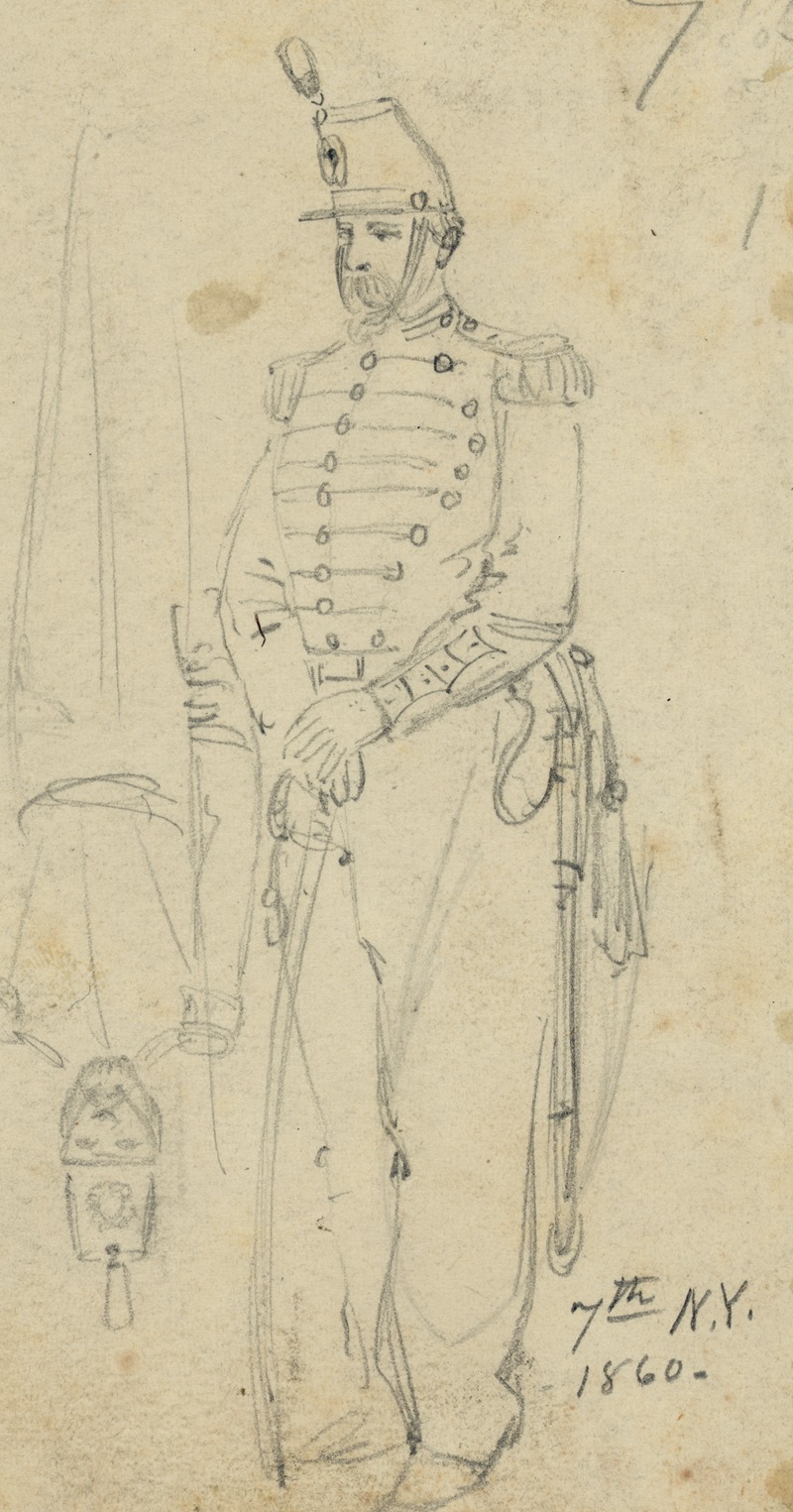 Alfred Rudolph Waud - Sketches of soldiers wearing the 7th New York Cavalry regiment uniform