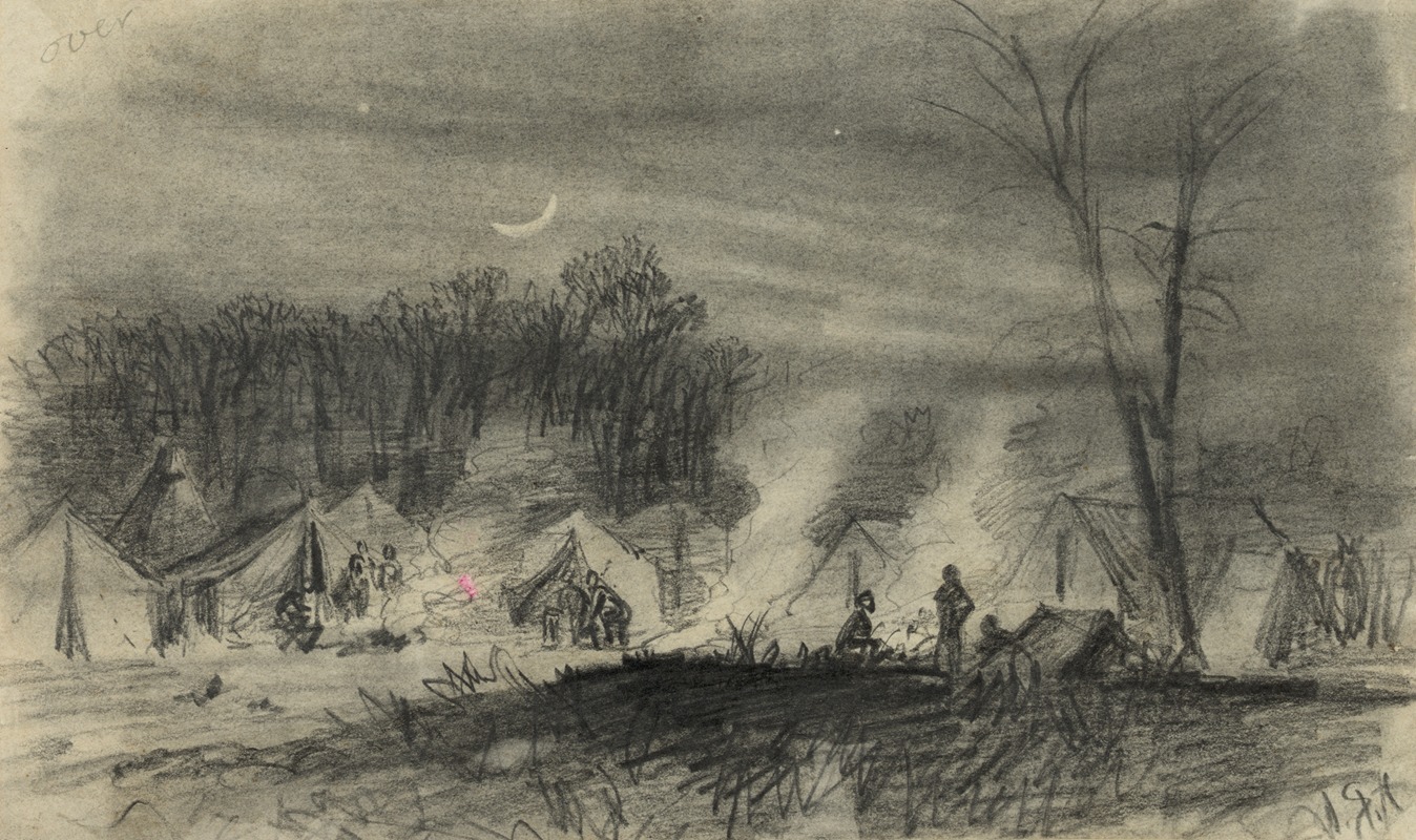 Alfred Rudolph Waud - Soldiers in camp at night