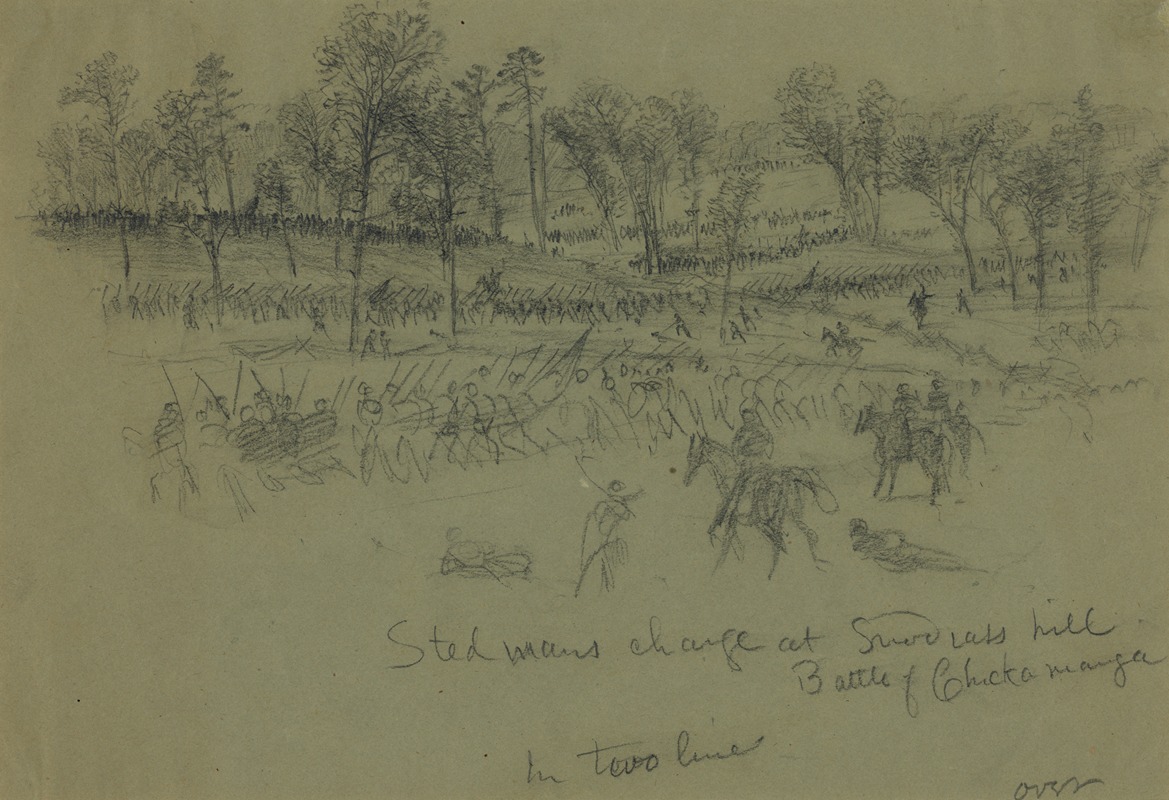 Alfred Rudolph Waud - Ste[e]dmans charge at Snod[g]rass hill–Battle of Chickamauga