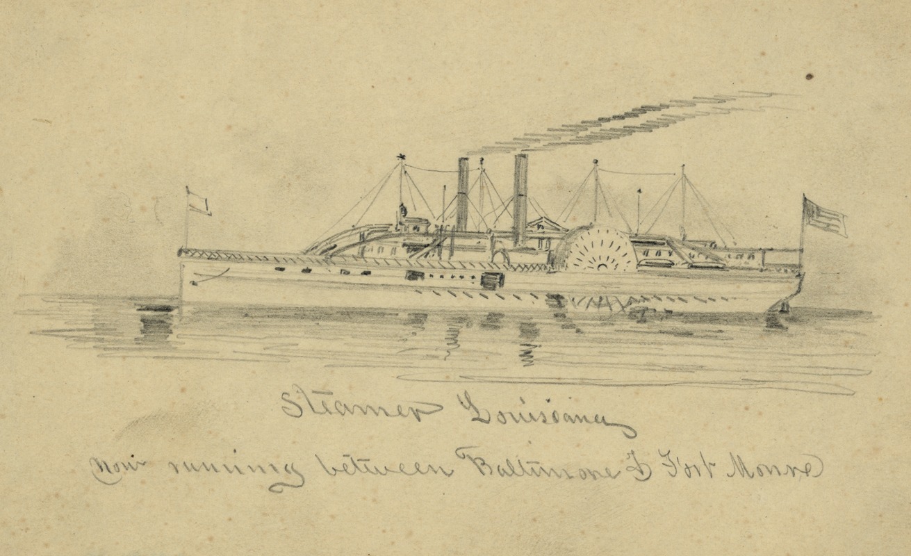 Alfred Rudolph Waud - Steamer Louisiana now running between Baltimore & Fort Monroe