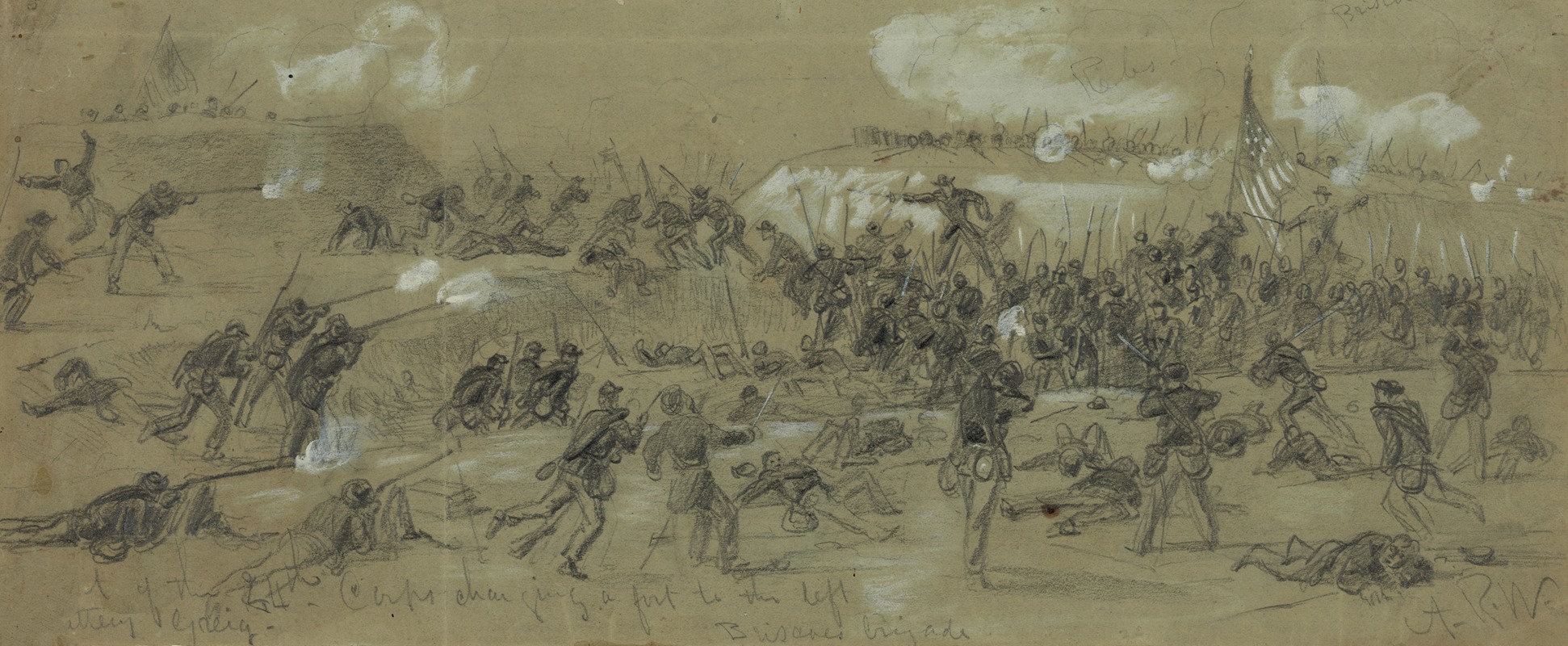 Alfred Rudolph Waud - The 24th Corps charging a fort to the left.