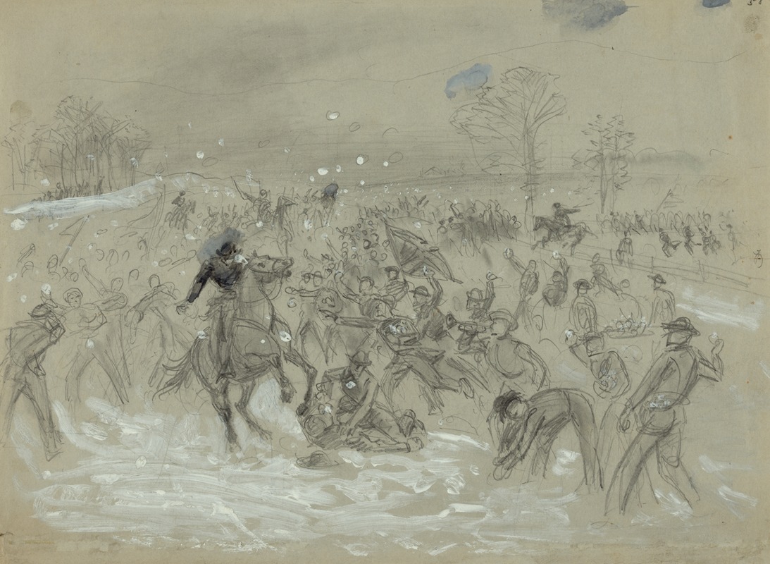 Alfred Rudolph Waud - The snowball battle near Dalton, Georgia