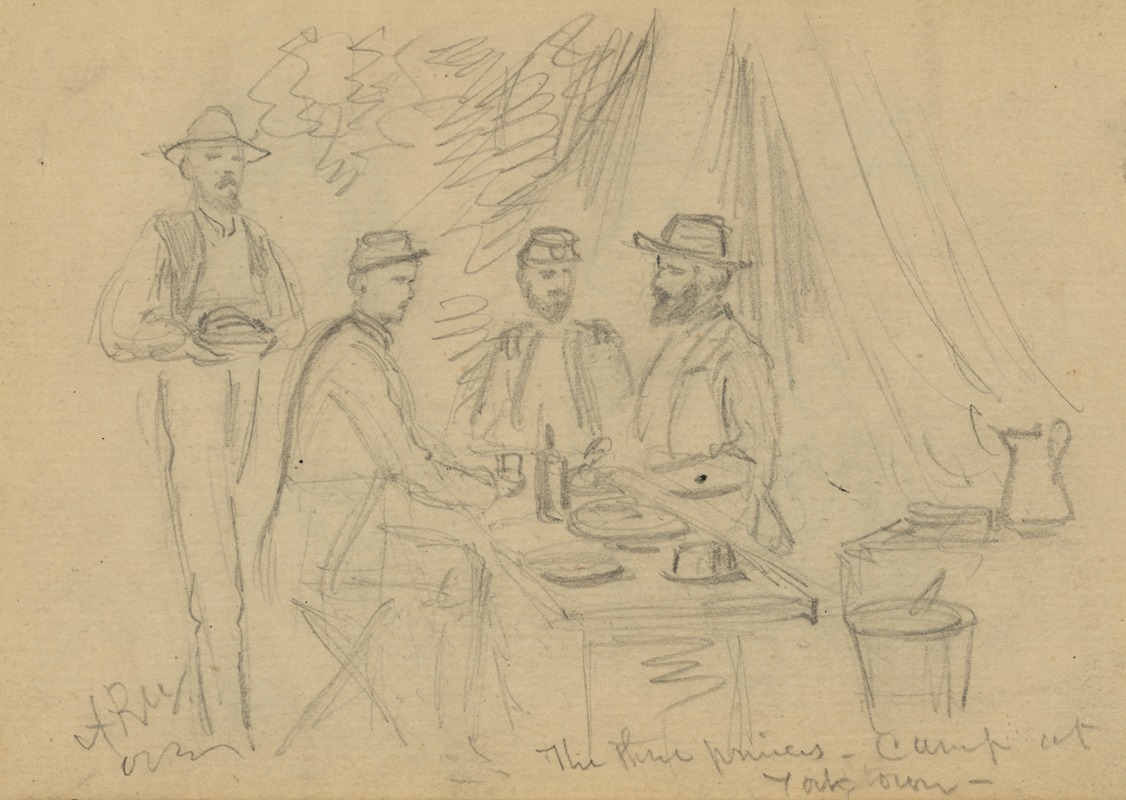 Alfred Rudolph Waud - The three princes, camp at Yorktown