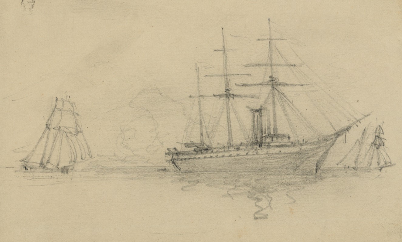 Alfred Rudolph Waud - Three ships at sea