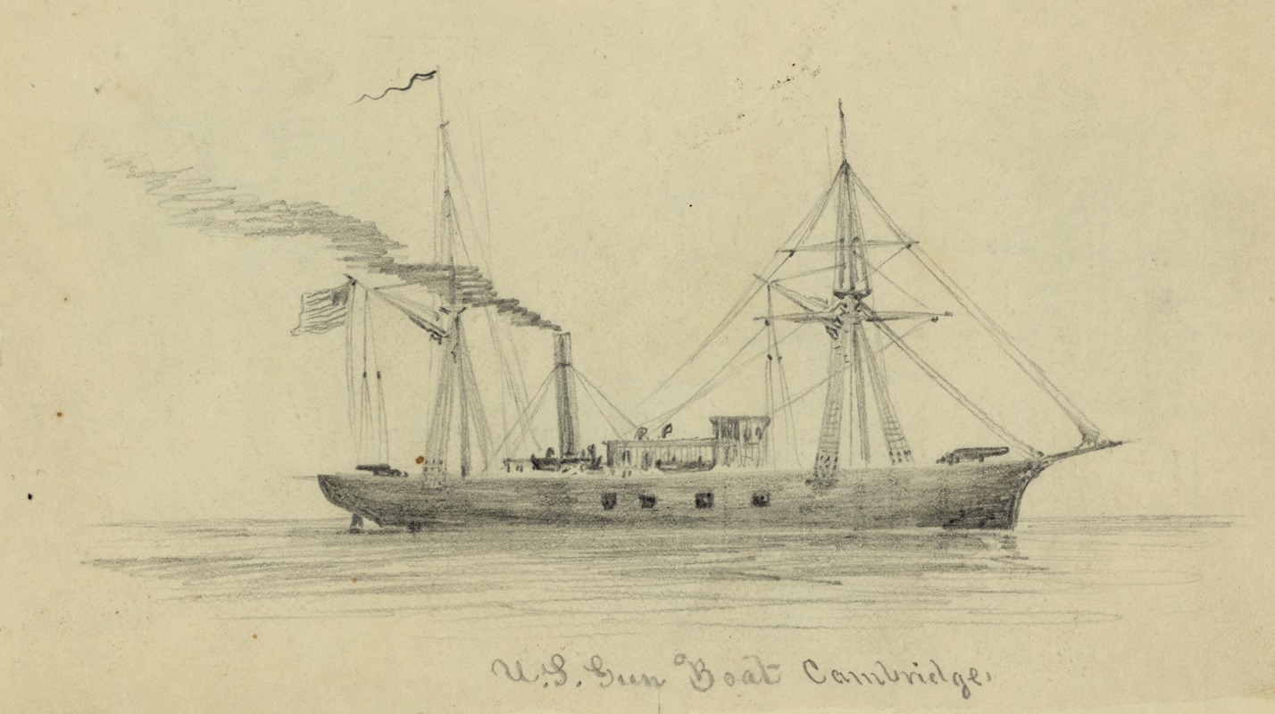 Alfred Rudolph Waud - U.S. Gun Boat Cambridge