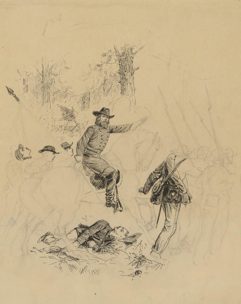 Alfred Rudolph Waud - Unidentified officer directing his men.