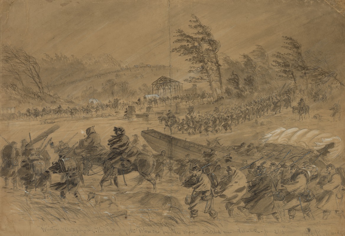 Alfred Rudolph Waud - Winter Campaigning. The Army of the Potomac on the move. Sketched near Falmouth–Jan. 21st