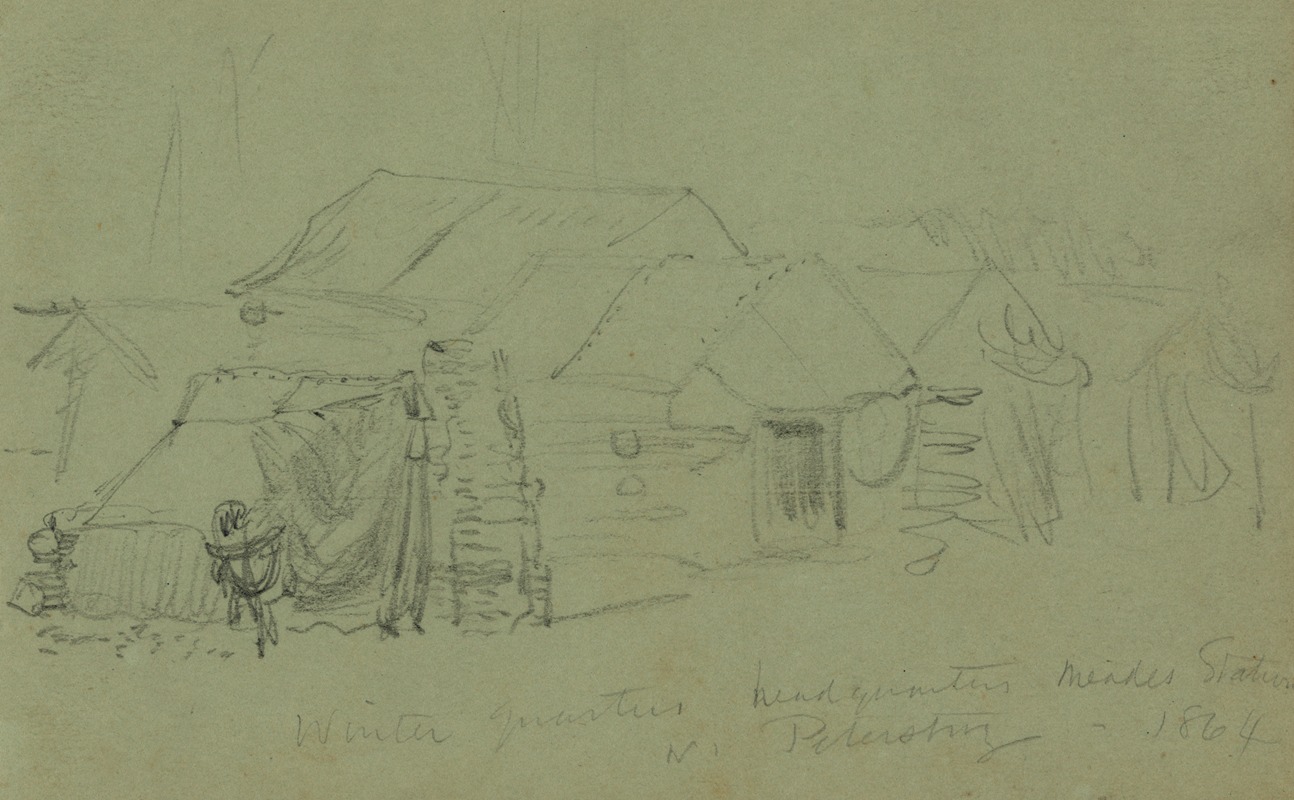 Alfred Rudolph Waud - Winter quarters headquarters Meades Station nr. Petersburg