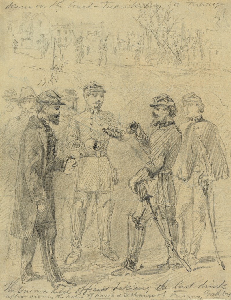 Arthur Lumley - The Union & rebel officers taking the last drink after signing the papers of parole & exchange of prisoners, goodbye