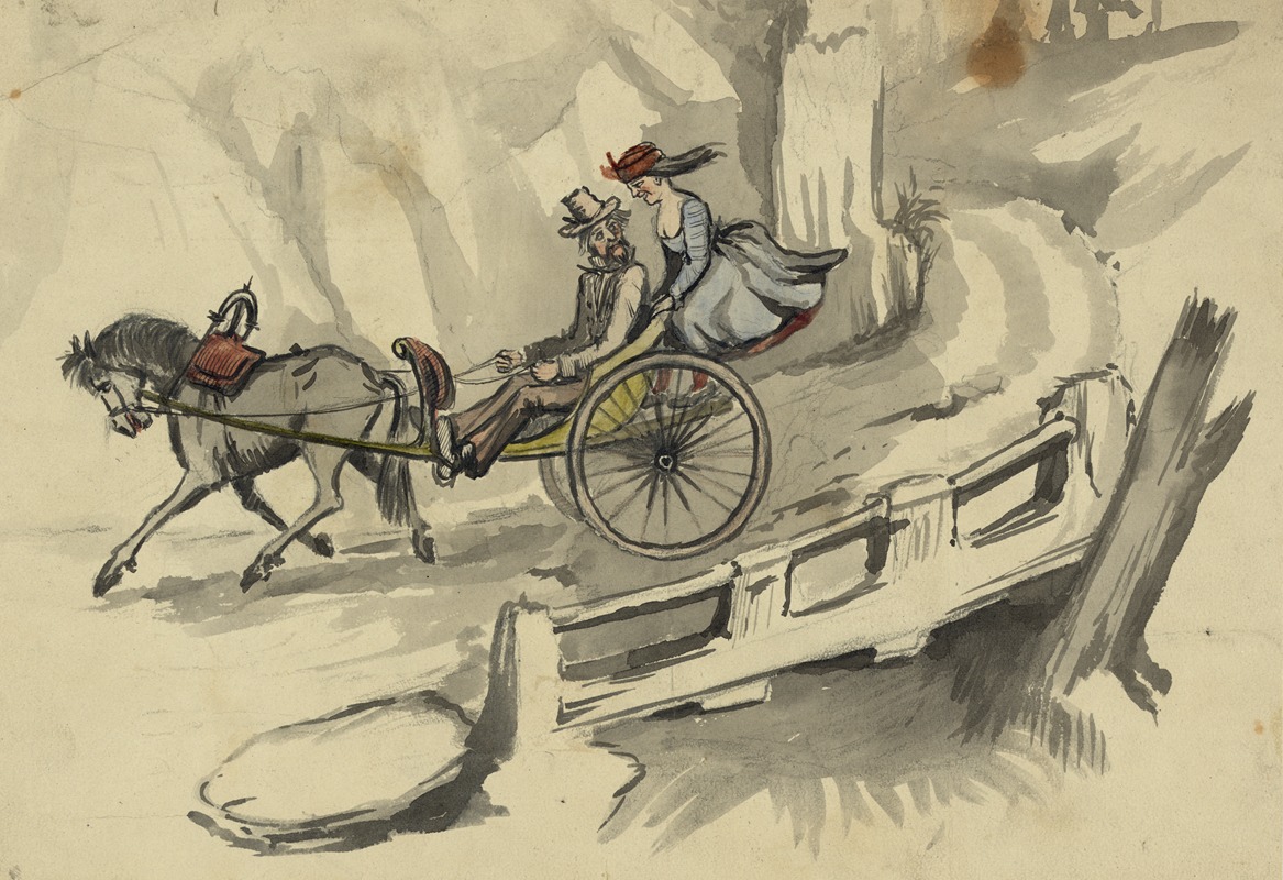 Bayard Taylor - Man and woman riding in horse-drawn cart