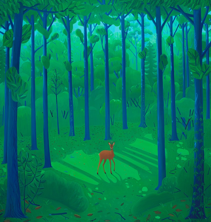 Roe deer in the Forest by Ben Sledsens - Artvee