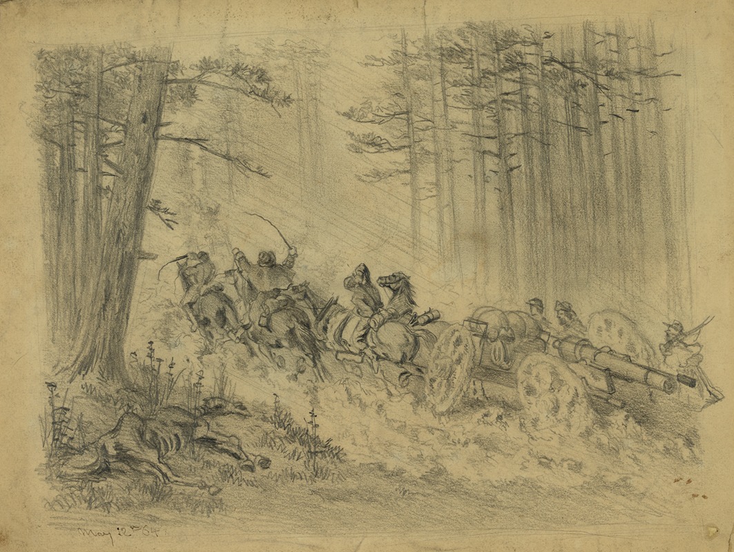 Edwin Forbes - A stormy march–(Artillery)–Spotsylvania Court House