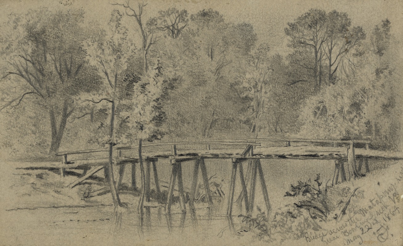 Edwin Forbes - Bridge across the Matapony River near Bowling Green, Va.