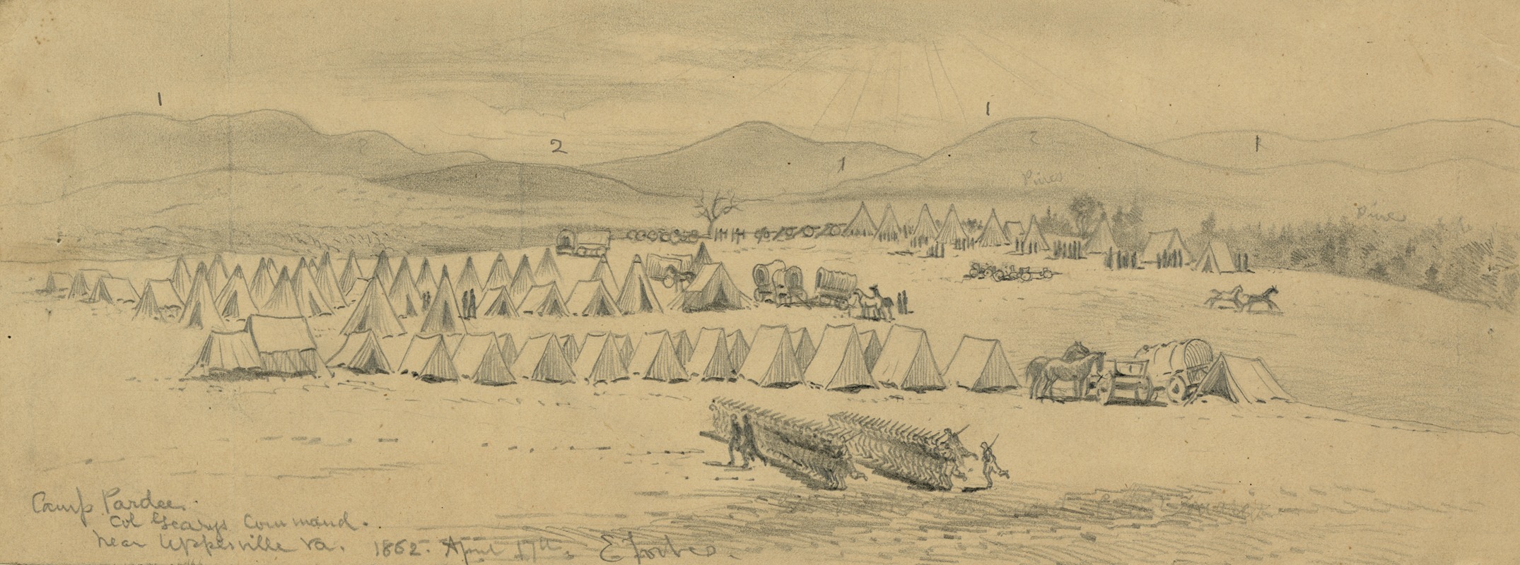 Edwin Forbes - Camp Pardee–Col. Gearys command–near Upperville, Va.