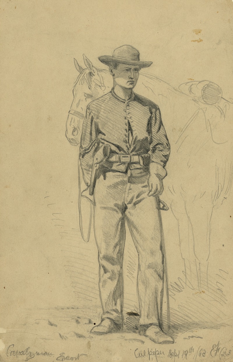 Edwin Forbes - Cavalryman escort, Culpeper