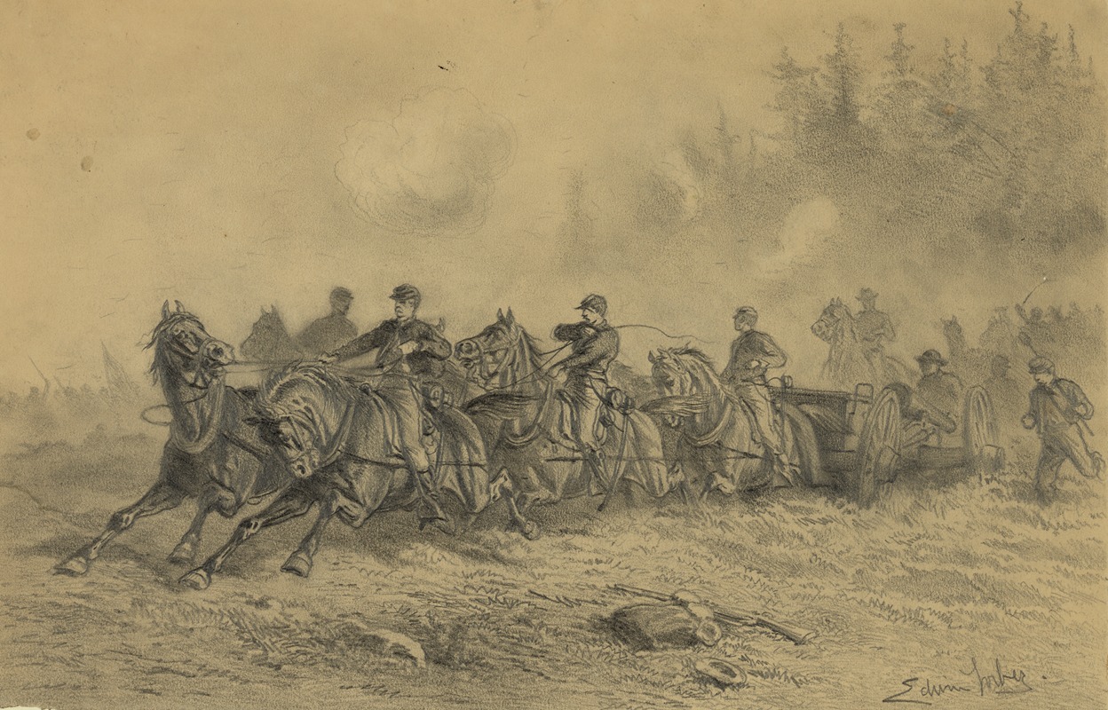 Edwin Forbes - Horse drawn artillery