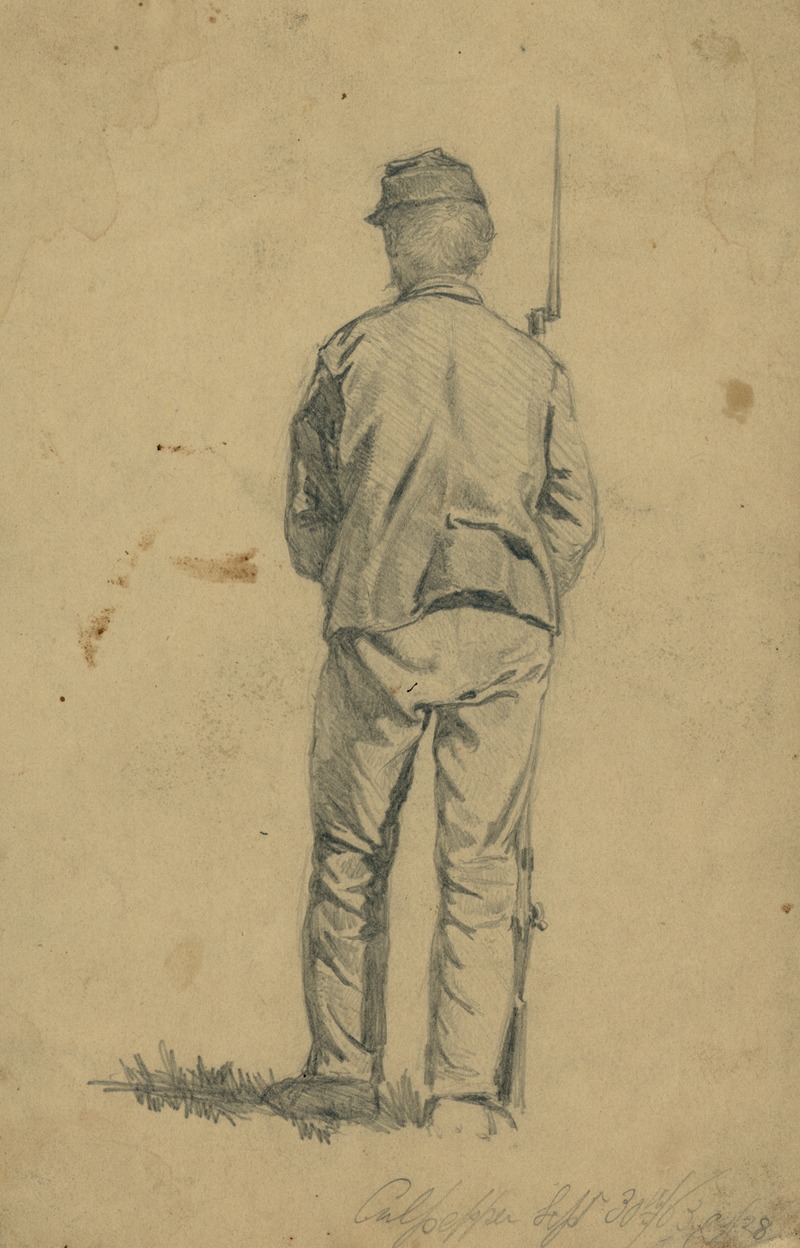 Edwin Forbes - Infantryman on guard–Culpeper Court House, Va.