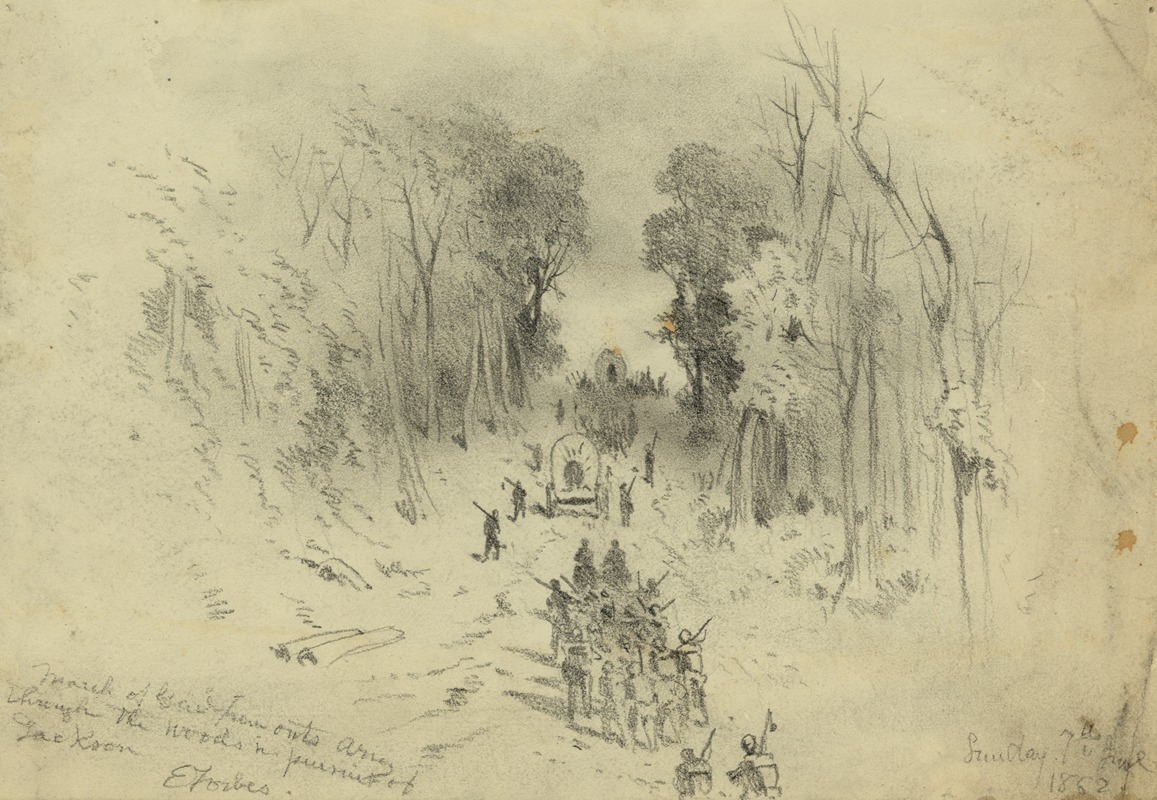 Edwin Forbes - March of Genl. Fremont’s army through the woods in pursuit of Jackson