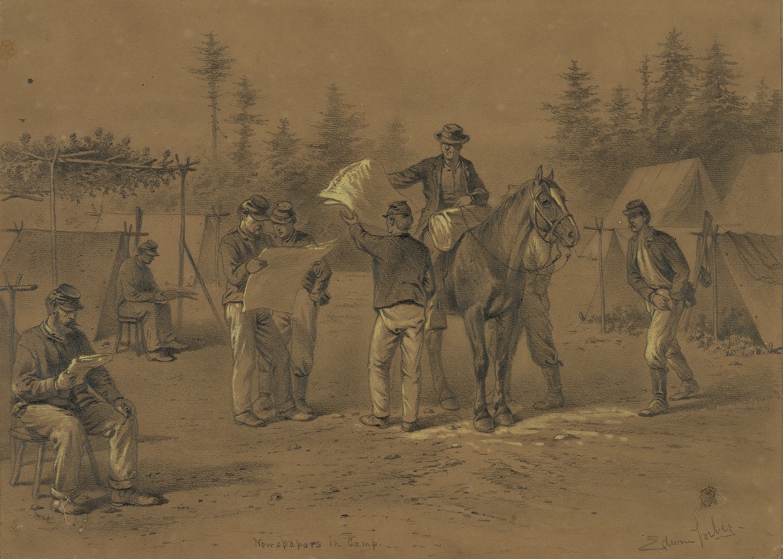 Edwin Forbes - Newspapers in camp