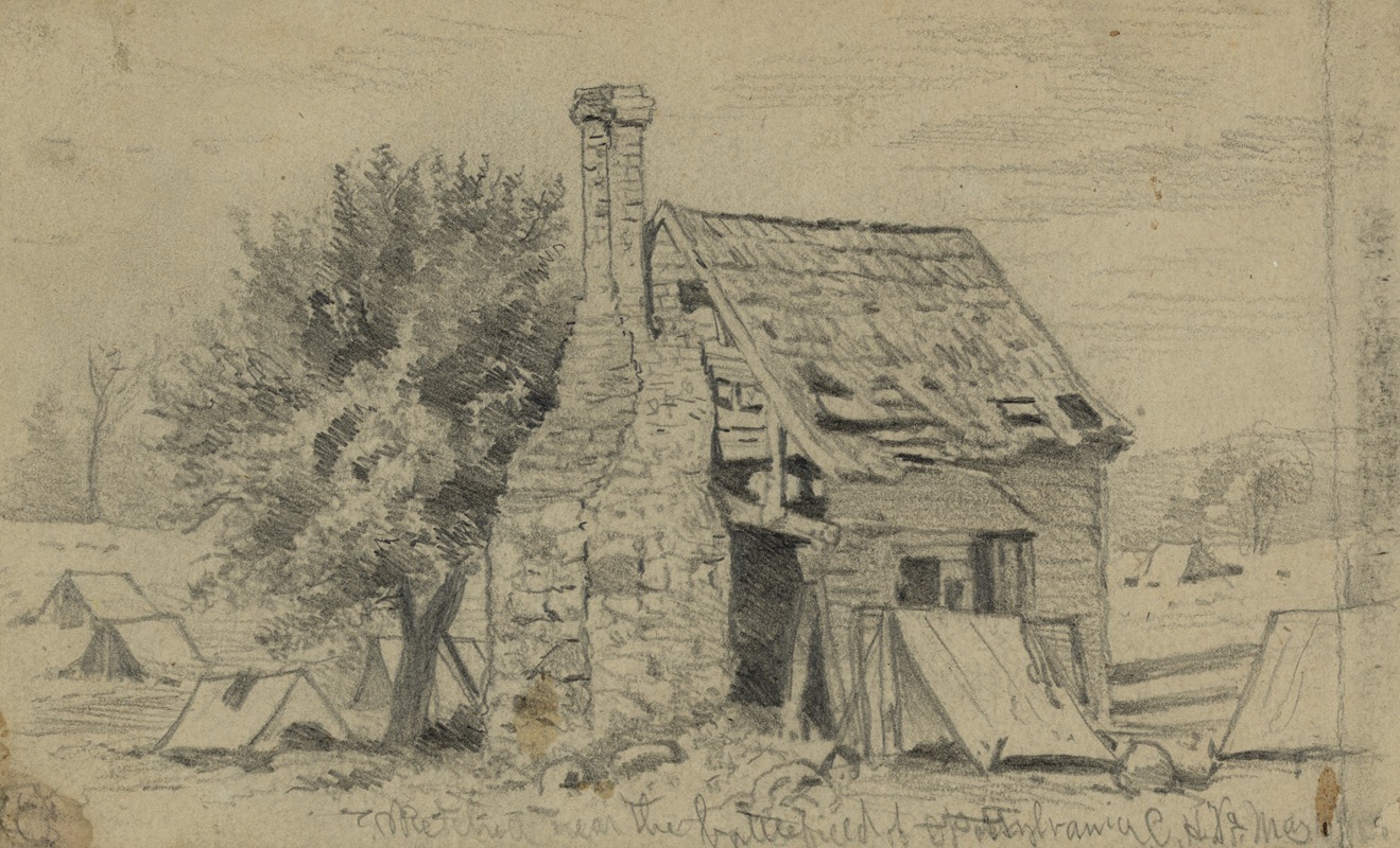 Edwin Forbes - Old house on the battlefield of Spottsylvania