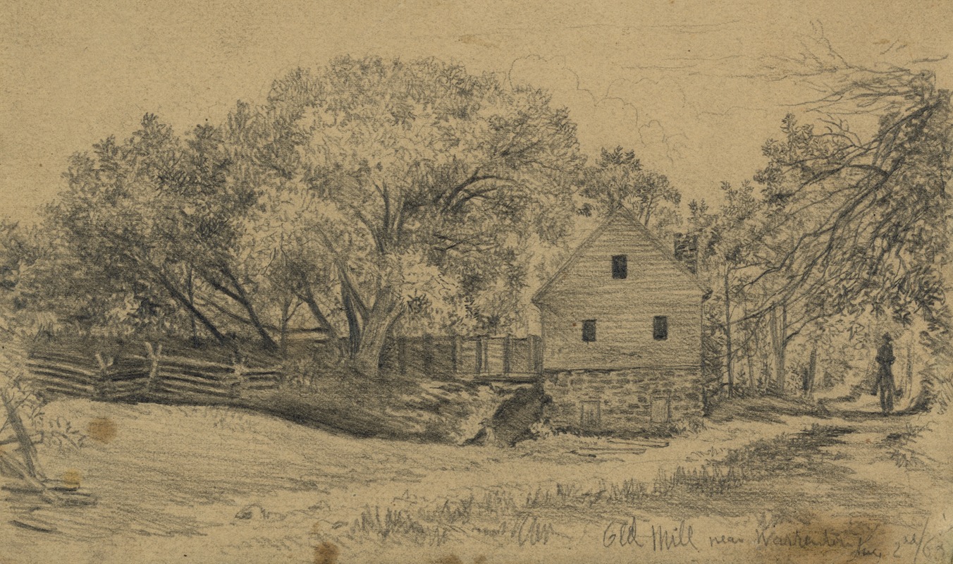 Edwin Forbes - Old mill near Warrenton, Aug. 2, 1863