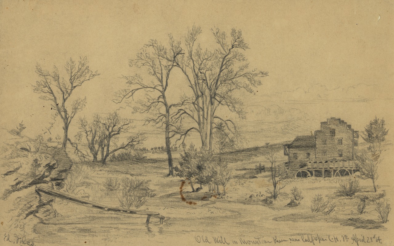 Edwin Forbes - Old mill on Mountain Run near Culpepper Court House, Va. Apr. 21, 1864