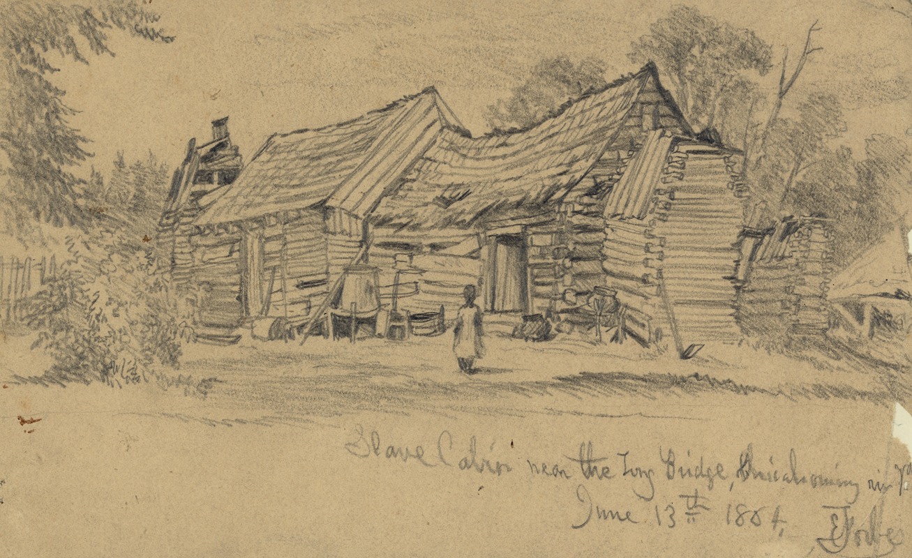 Edwin Forbes - Slave cabin near the Long Bridge, Chicahominy River, Va., June 13th 1864